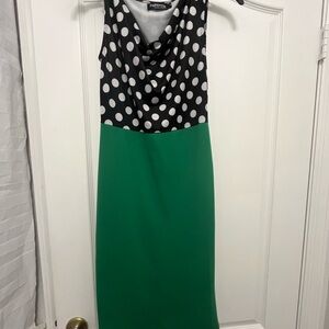 Robbie Bee Black and White Sheath Dress Sleeveless Cowl Neck